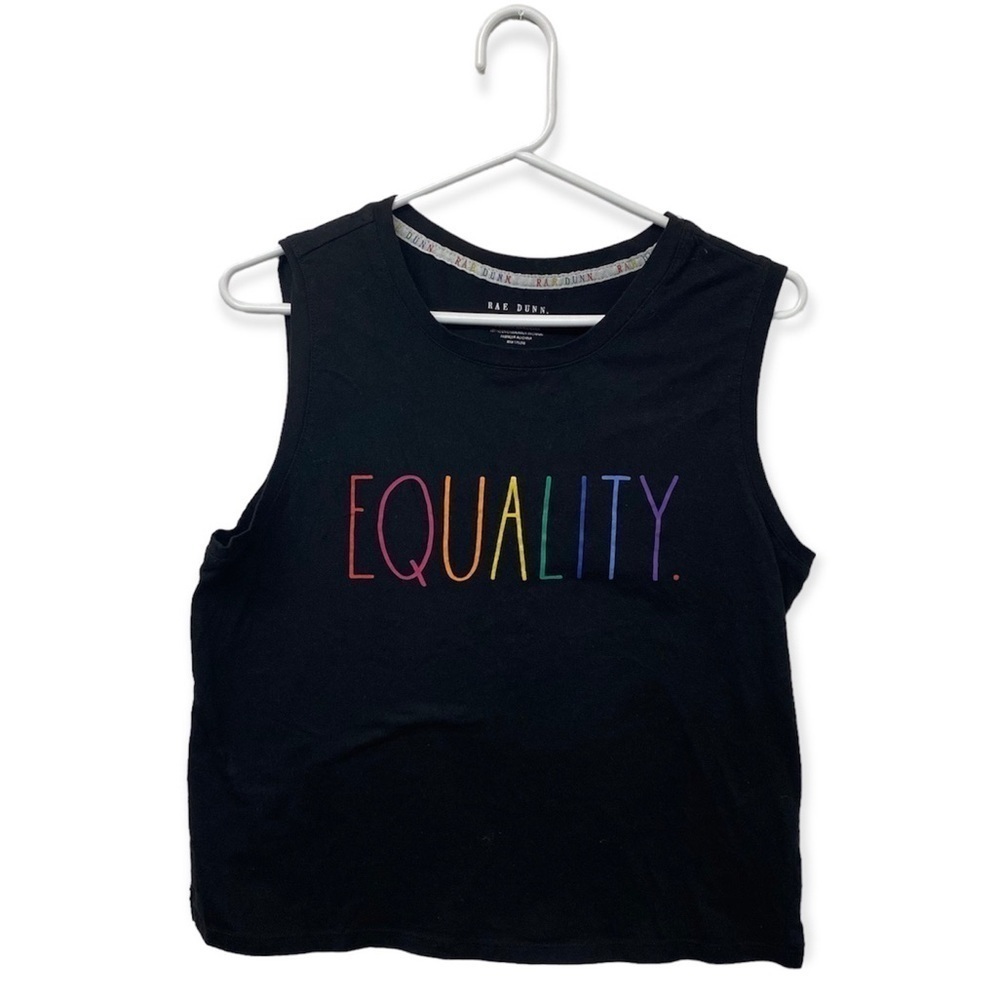 Raw Dunn Equality Rainbow LGBTQ+ Black Tank Top Size Medium